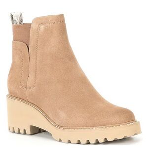 Dolce Vita Huey H20 Wedge Chelsea Booties Mushroom Suede Size 7.5